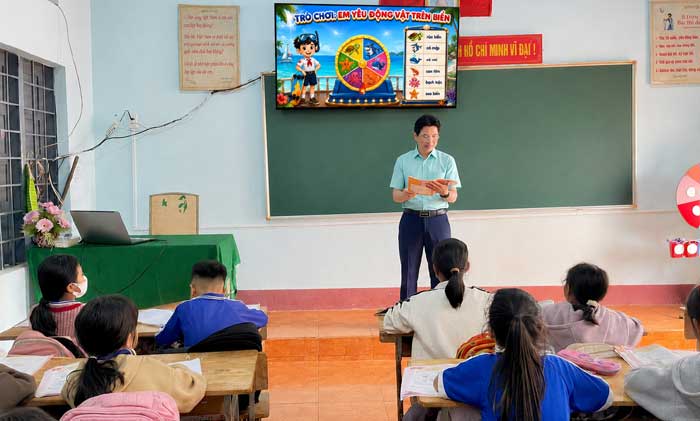 Trò chơi em yêu động vật trên biển trong phần khởi động bài giảng AI: ng nh